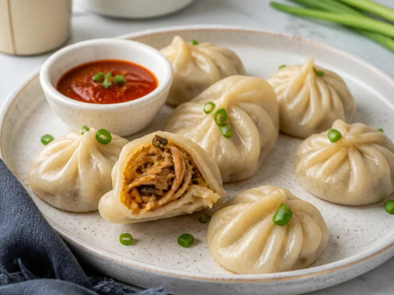 Easy steamed momos filled with leftover roast chicken and gravy