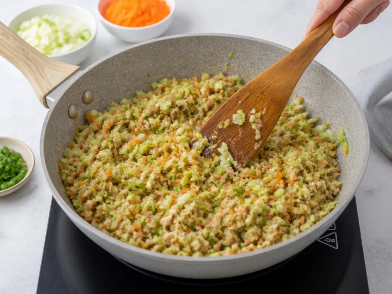 steamed vs fried momos — step 2: cook the filling