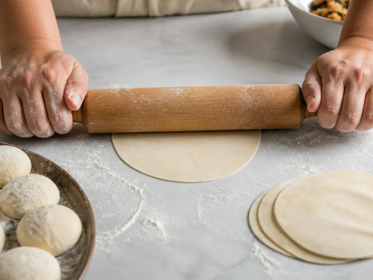 steamed vs fried momos — step 3: roll the wrappers