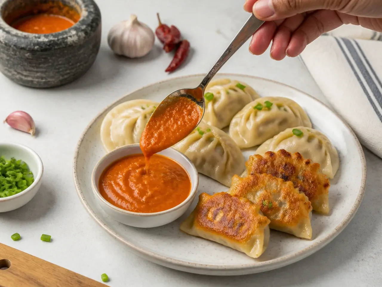 steamed vs fried momos — step 7: make the chutney and serve