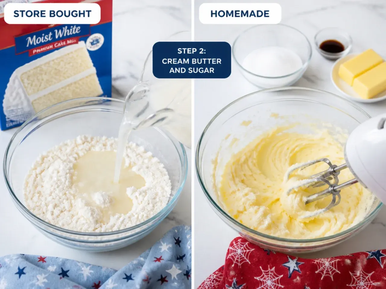 store bought vs homemade spiderman cake — step 2: cream butter and sugar