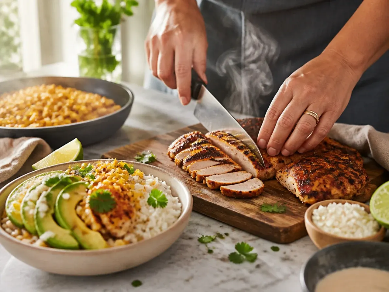 street corn and chicken rice bowl recipe step 6