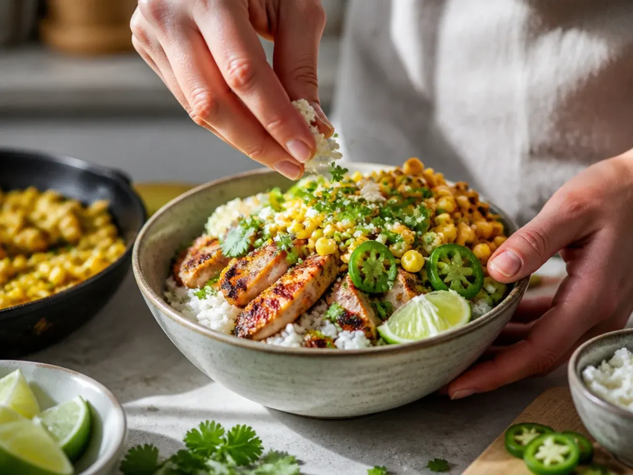 street corn and chicken rice bowl recipe step 7