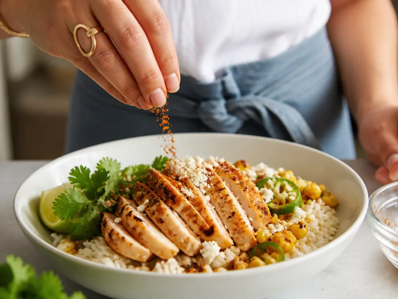 street corn chicken rice bowl giada recipe step 2