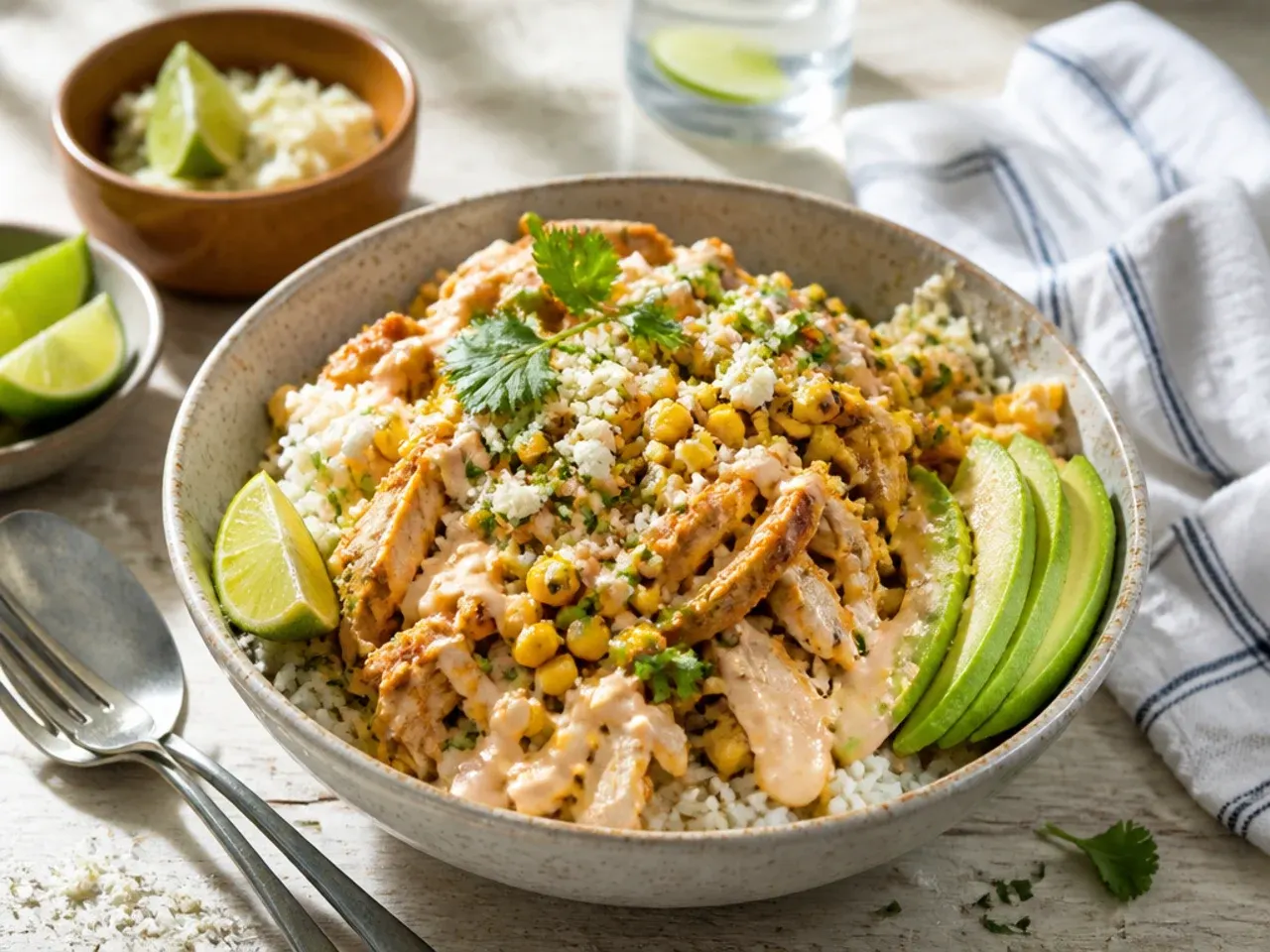 Shredded rotisserie chicken tossed with spices in a frying pan