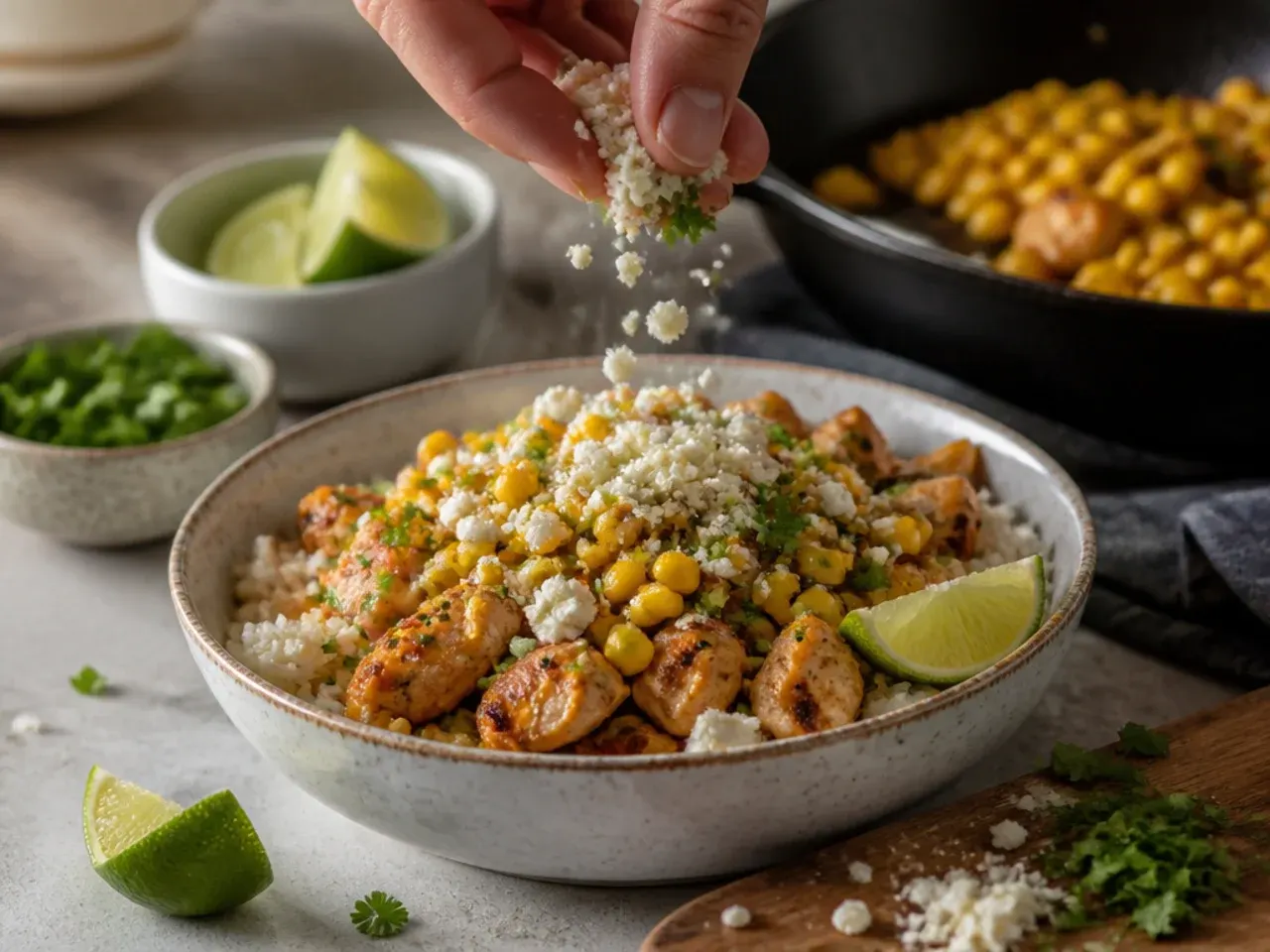 street corn chicken rice bowl tasteful recipes recipe step 14