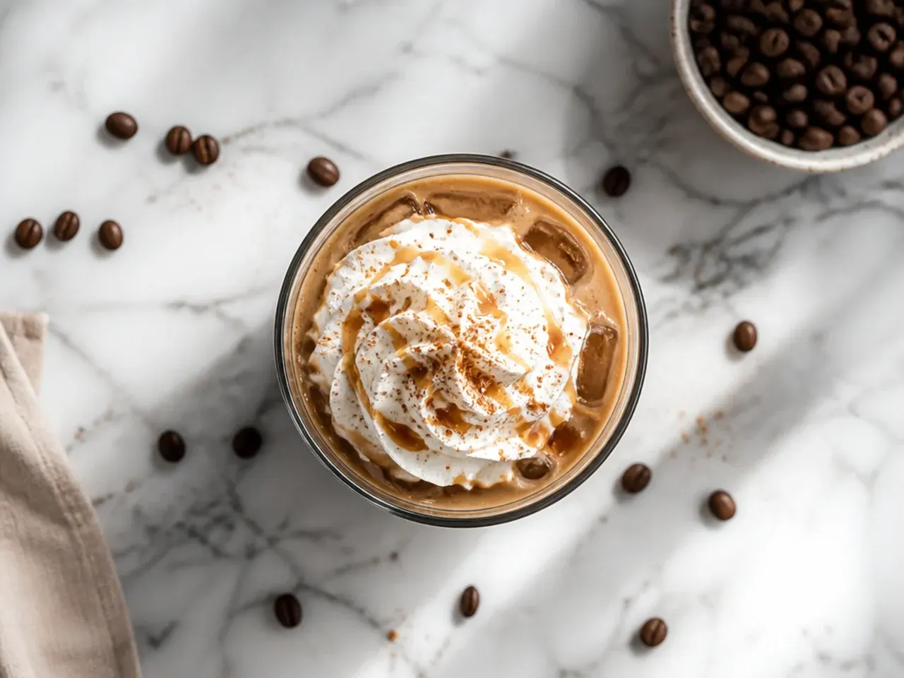 Simple sugar free cold brew in a tall glass with milk just poured in, still swirling