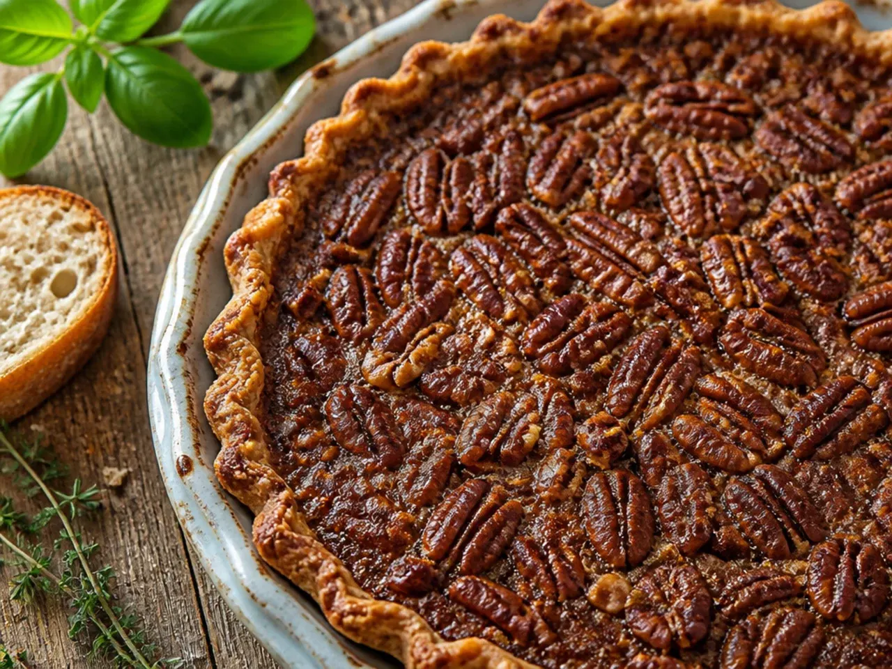 Simple five-ingredient sugar free pecan pie cooling on a wire rack