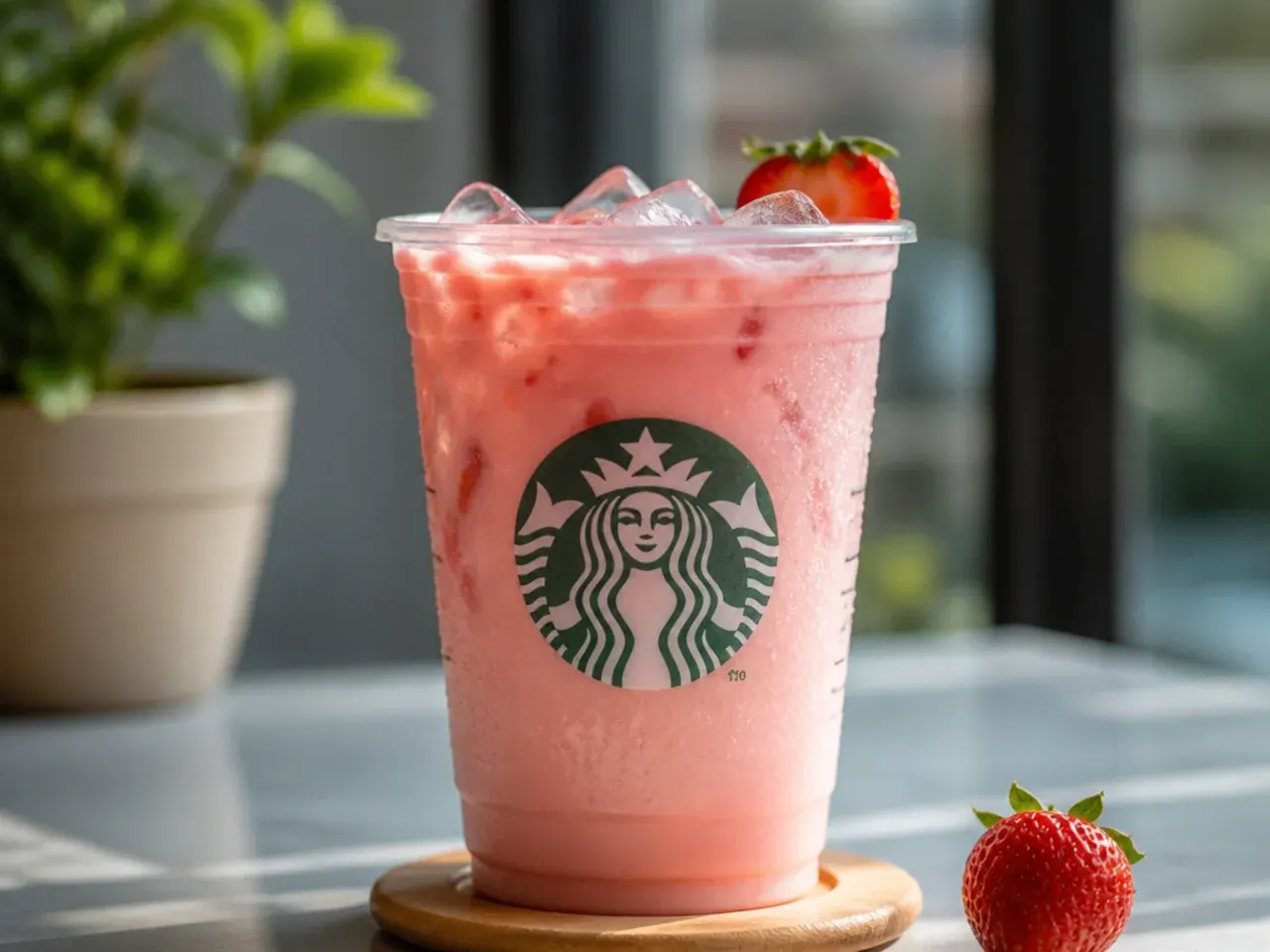 Row of sugar free Starbucks copycat drinks lined up on a kitchen counter