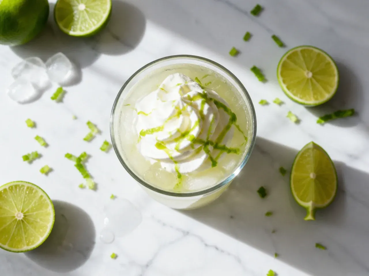Simple limeade in a mason jar with lime slices and ice, condensation on the glass