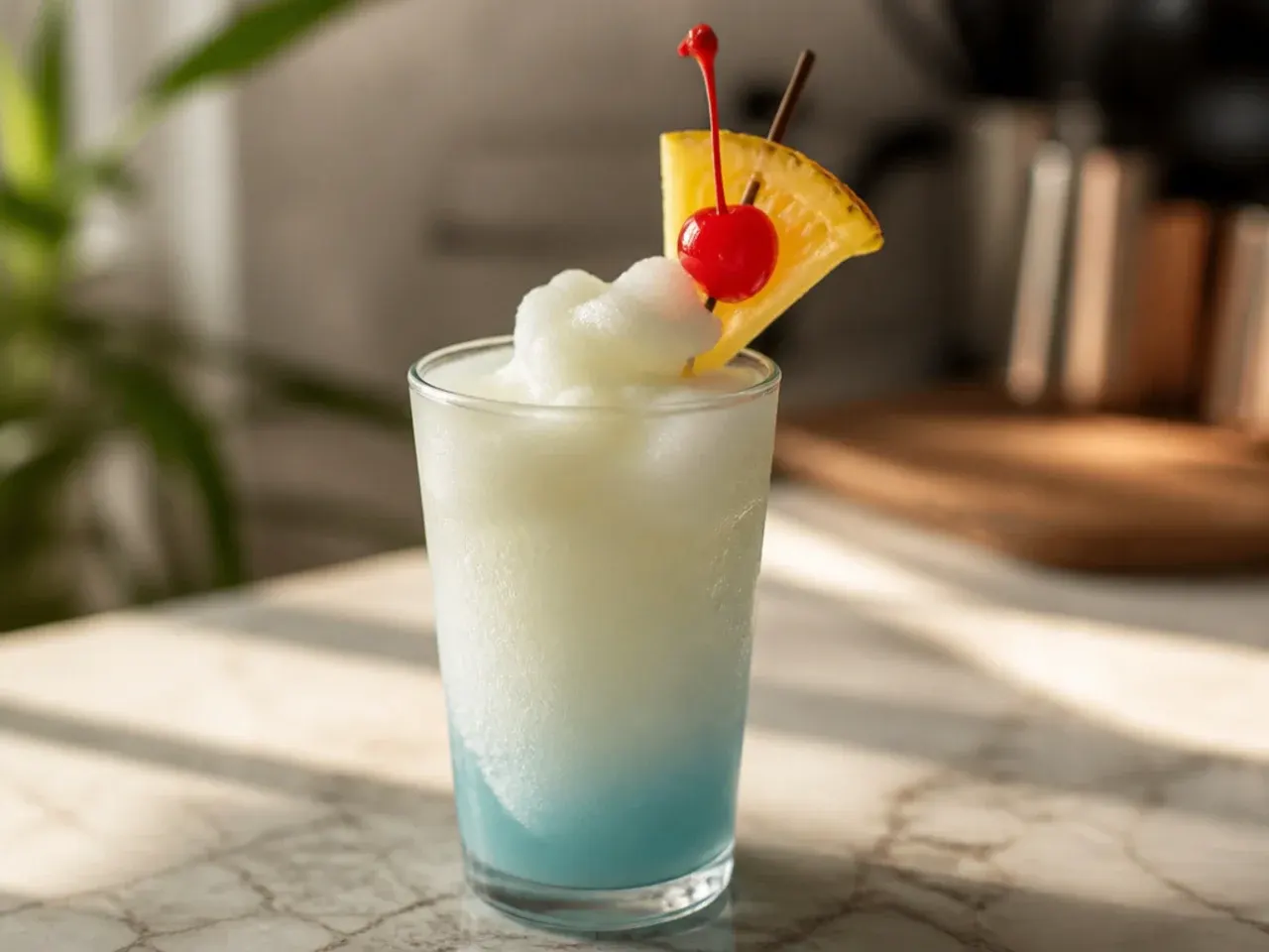 Creamy pastel-coloured slush drink showing its smooth, velvety texture