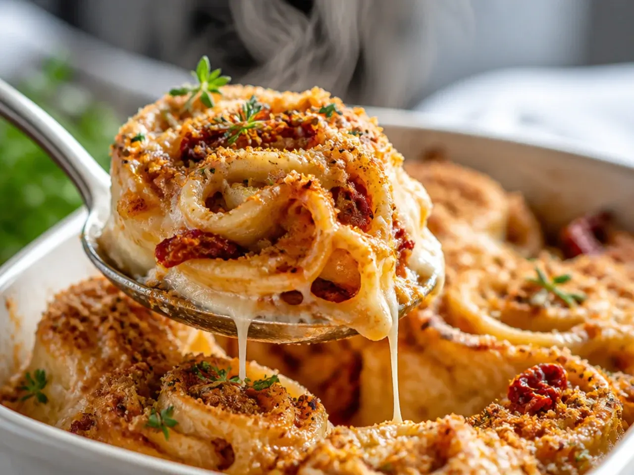 Platter of sliced sun-dried tomato and spinach pinwheels arranged in a spiral pattern.
