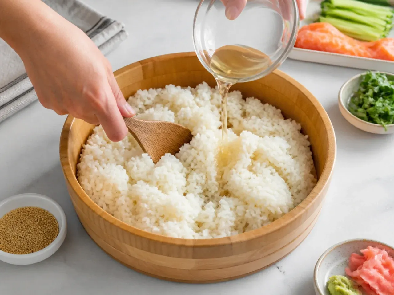 sushi bowl how to — step 3: season and cool the rice
