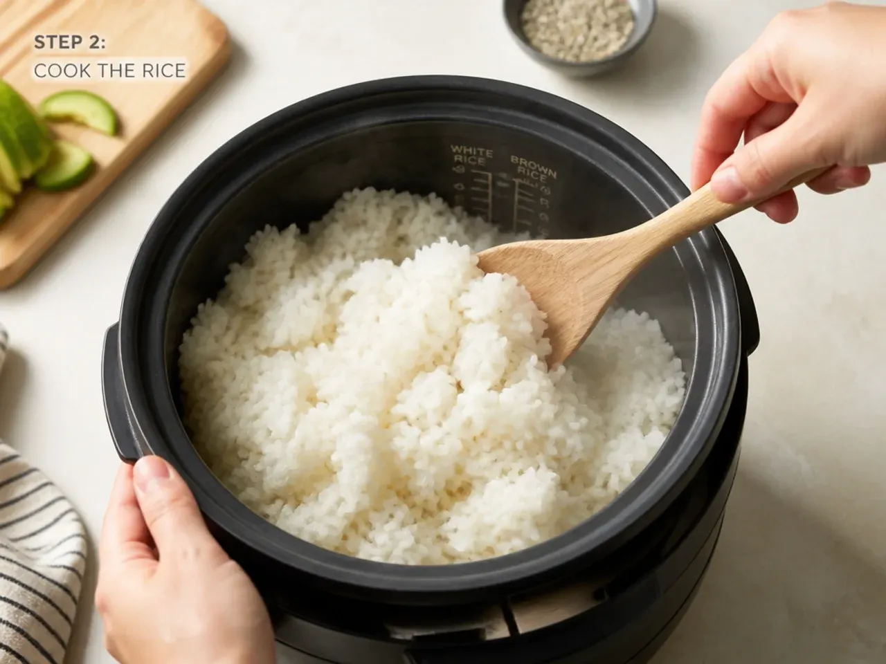 sushi bowl ideas — step 2: cook the rice