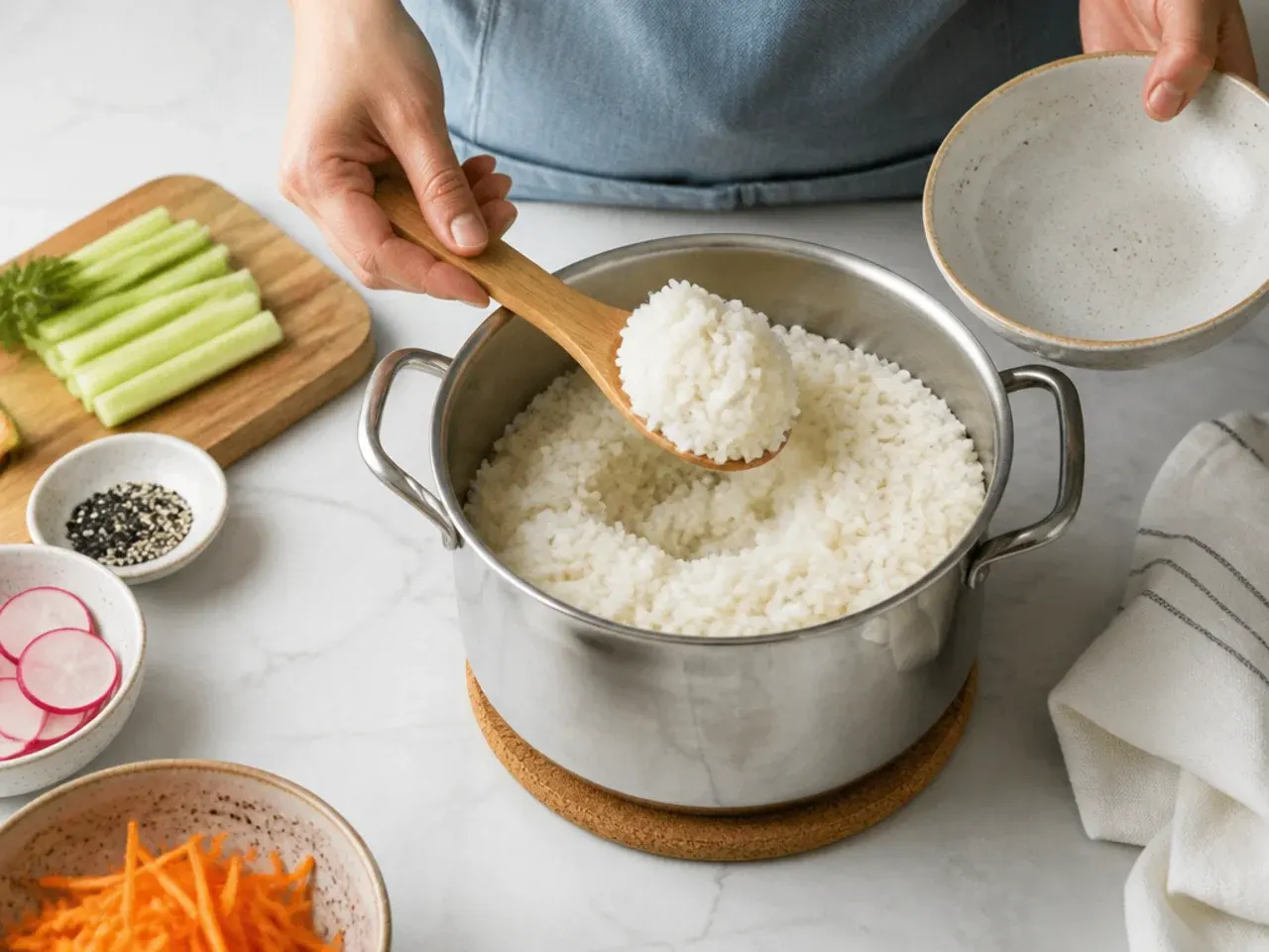 sushi bowl recipe — step 2: cook the rice