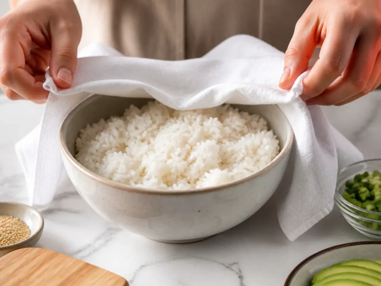 sushi bowl vs sushi roll — step 3: rest the rice