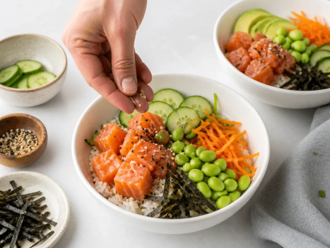 sushi bowl vs sushi roll — step 6: assemble the bowls