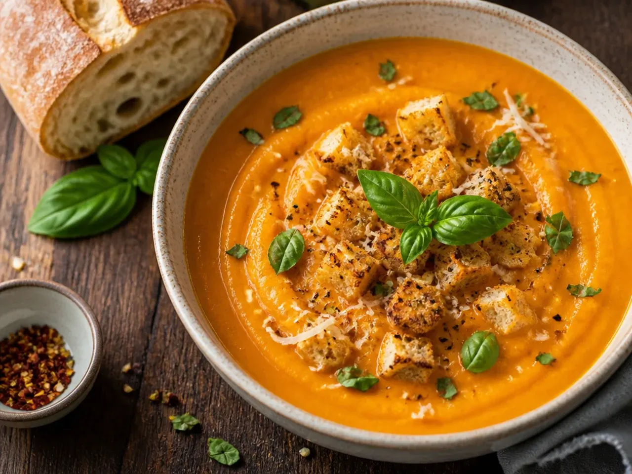 Simple blended sweet potato soup with a completely smooth finish