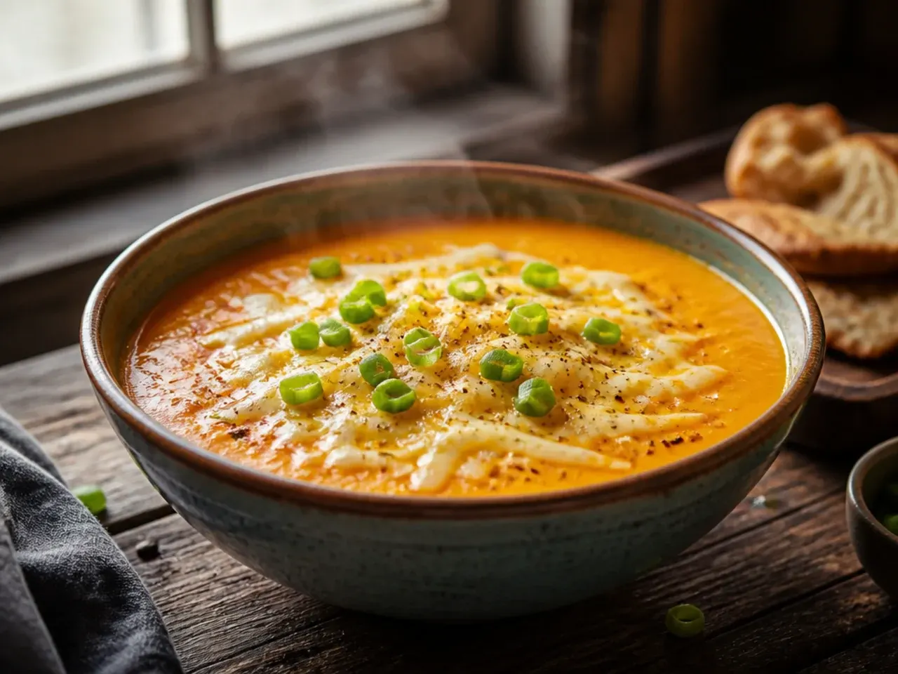 Family-style sweet potato and carrot soup in a large pot