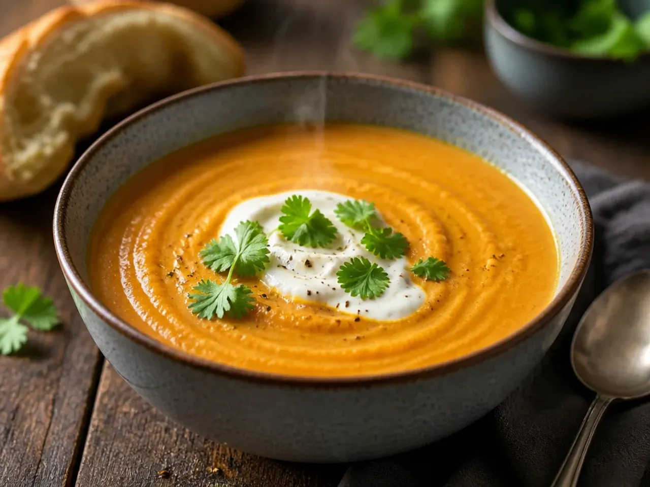 Slow cooker filled with finished sweet potato soup