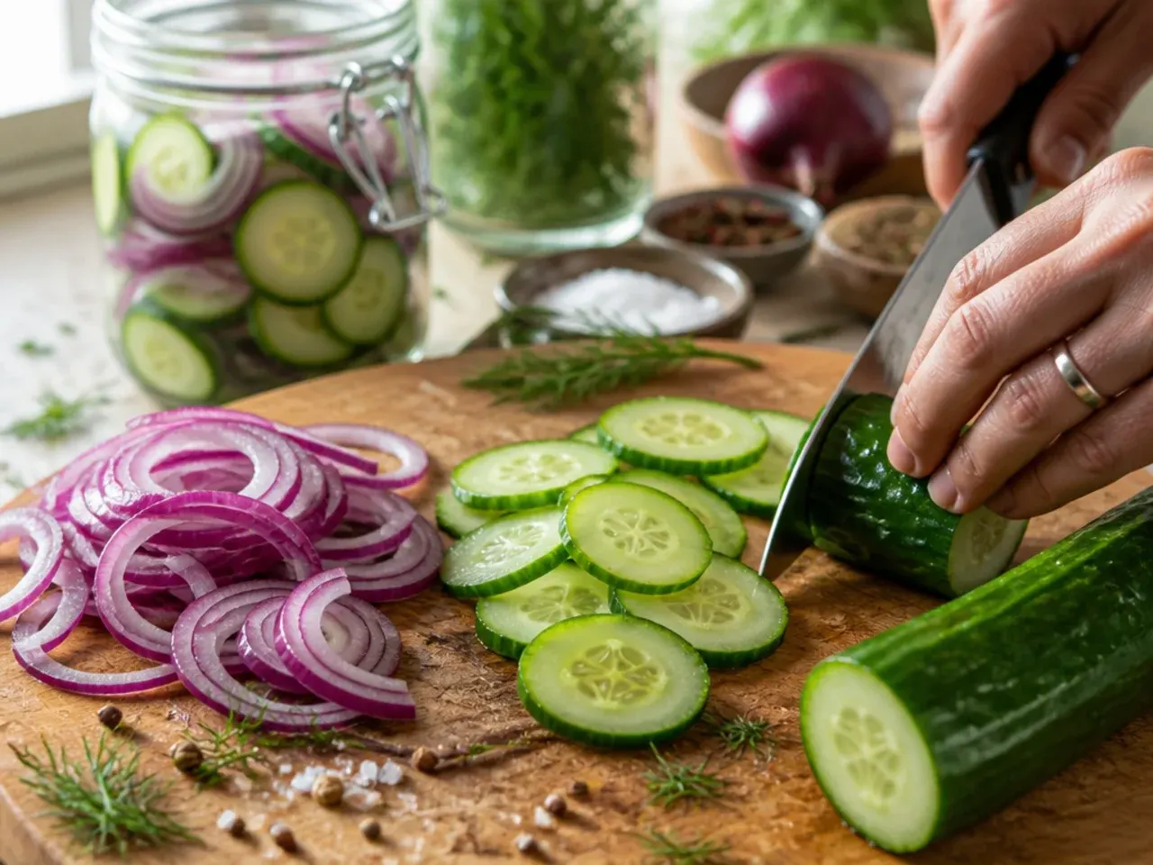 sweet refrigerator pickles easy recipe step 1