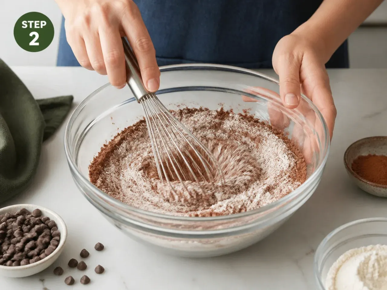 t rex cake — step 2: whisk the dry ingredients