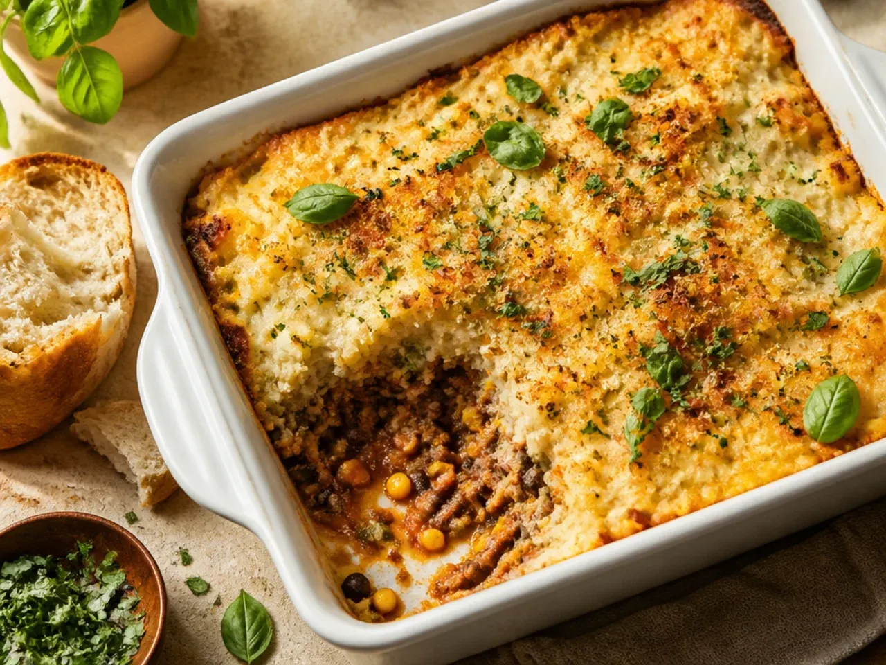 Simple pantry-staple taco hashbrown bake made with basic cheddar and dried spices