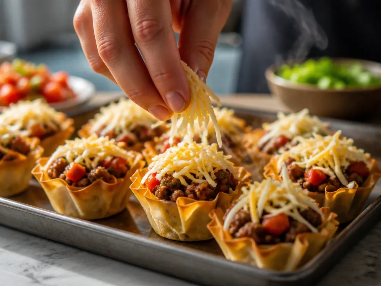 taco phyllo cup appetizers recipe step 5