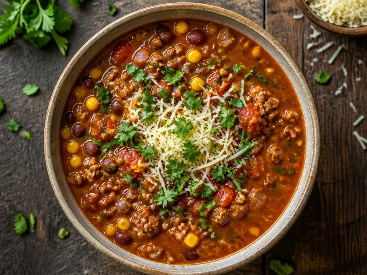 Pantry tins of beans, tomatoes and corn lined up next to a slow cooker