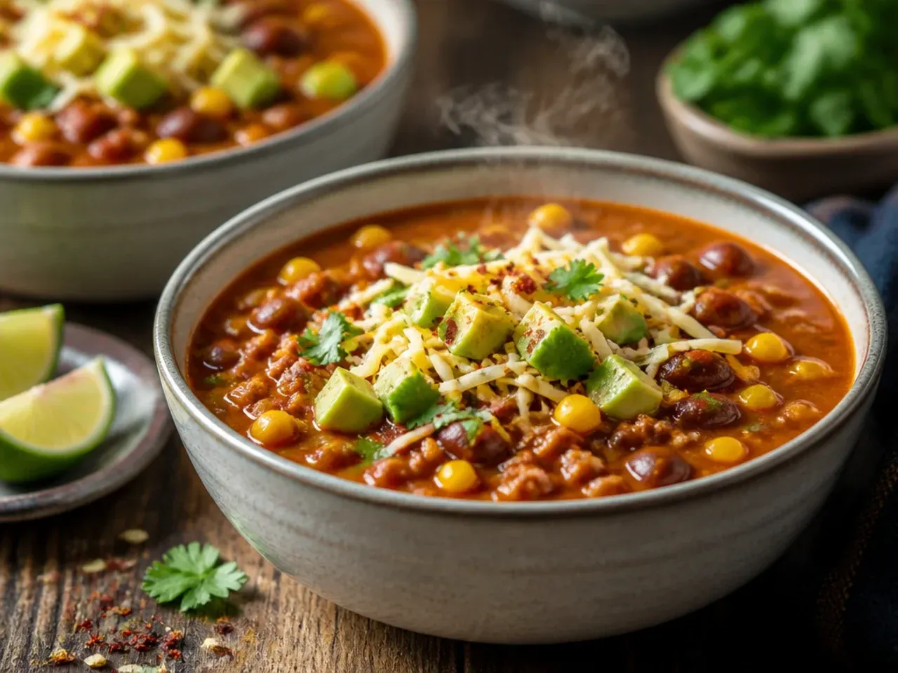 Quick weeknight taco soup ready in thirty minutes