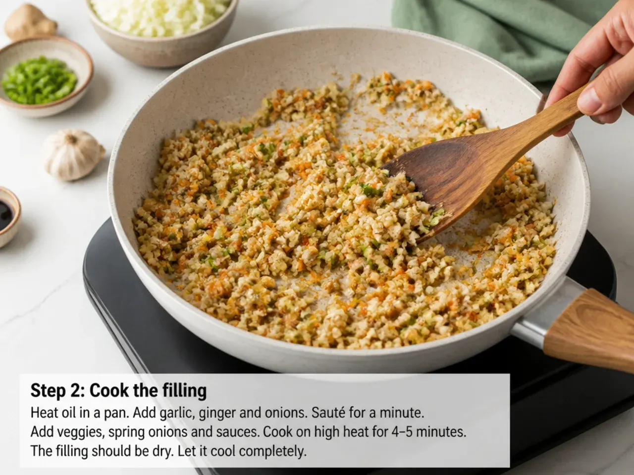 tandoori momos recipe — step 2: cook the filling
