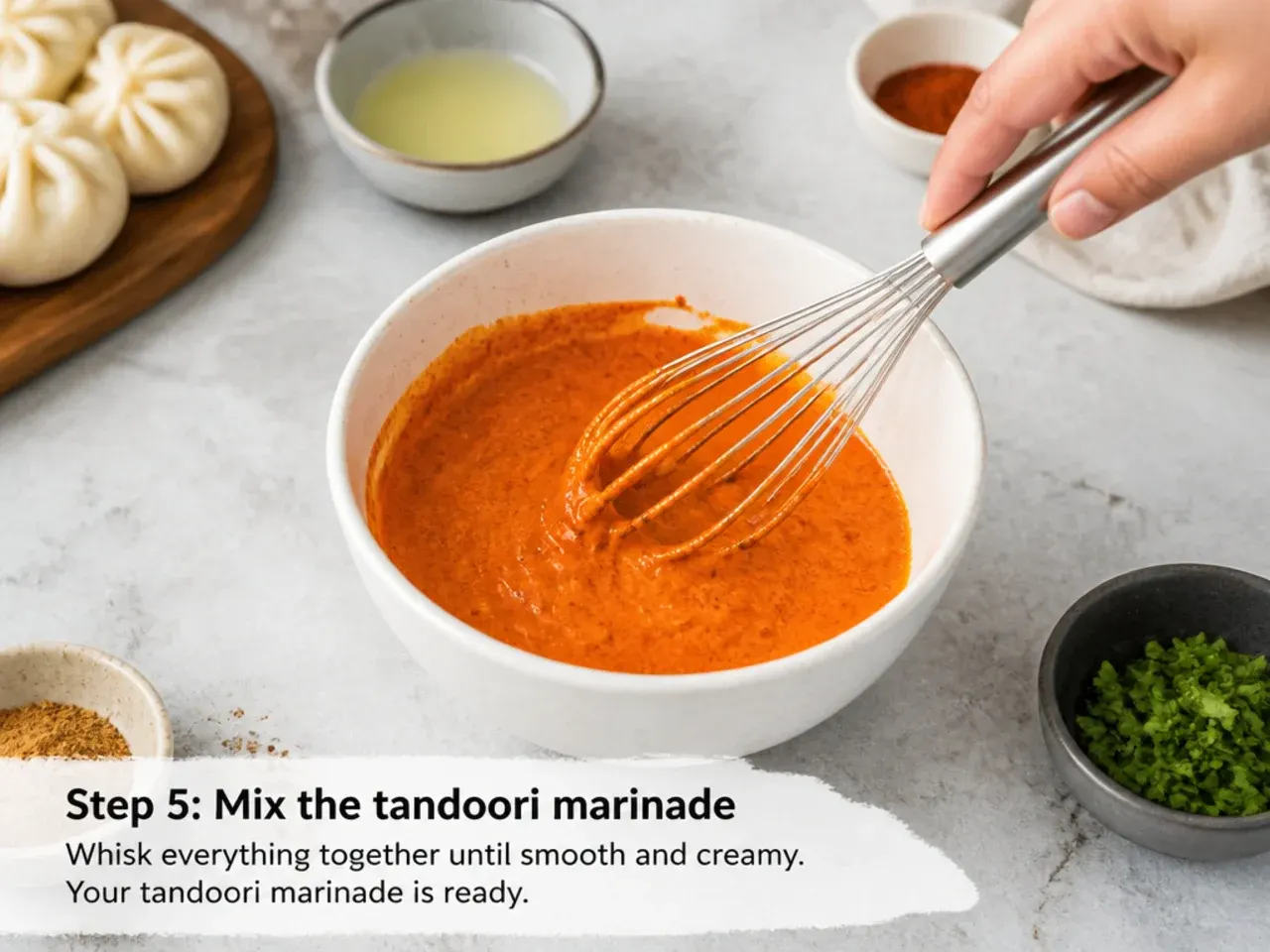 tandoori momos recipe — step 5: mix the tandoori marinade