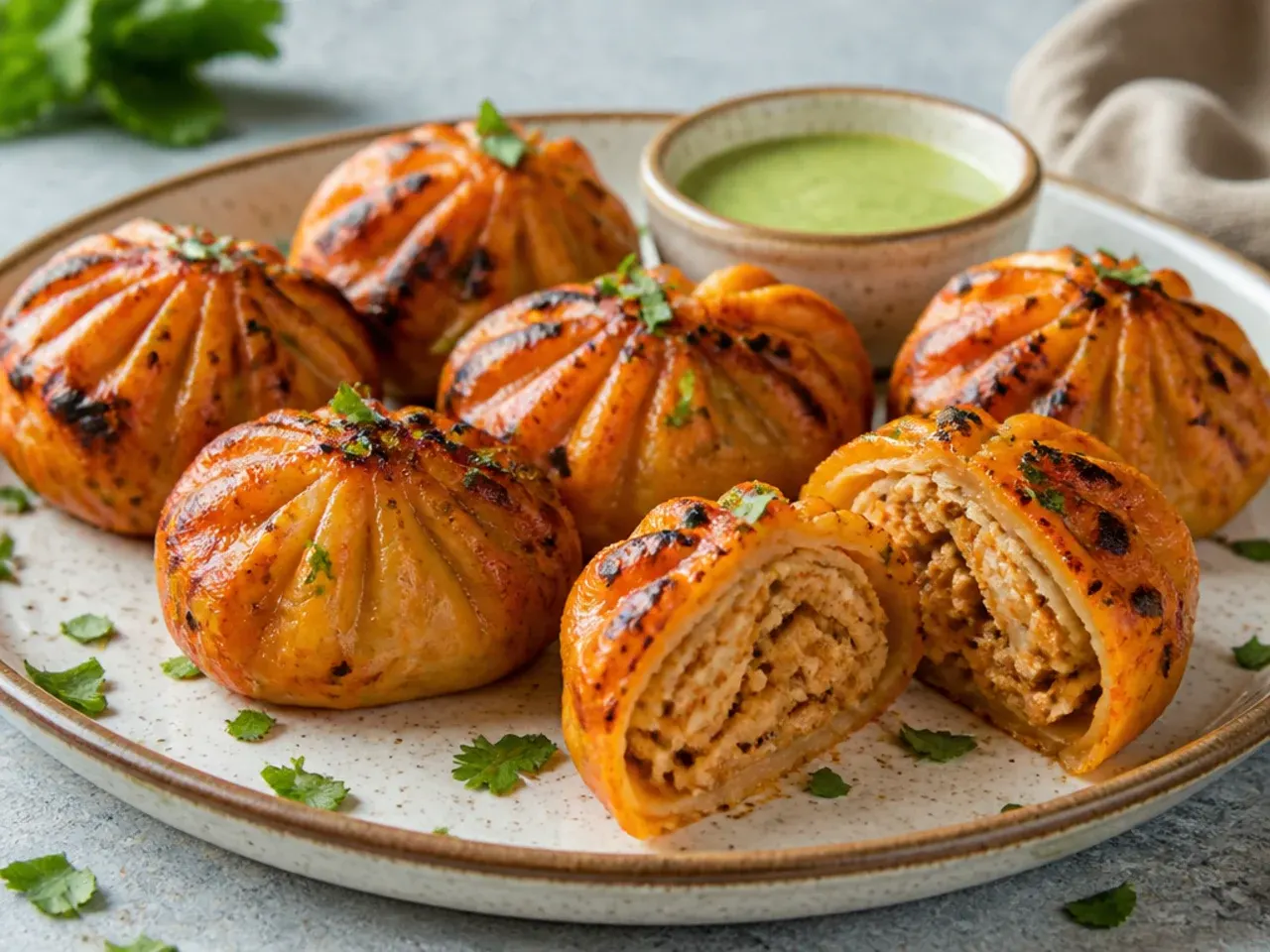 Classic chicken tandoori momos recipe with juicy spiced meat filling