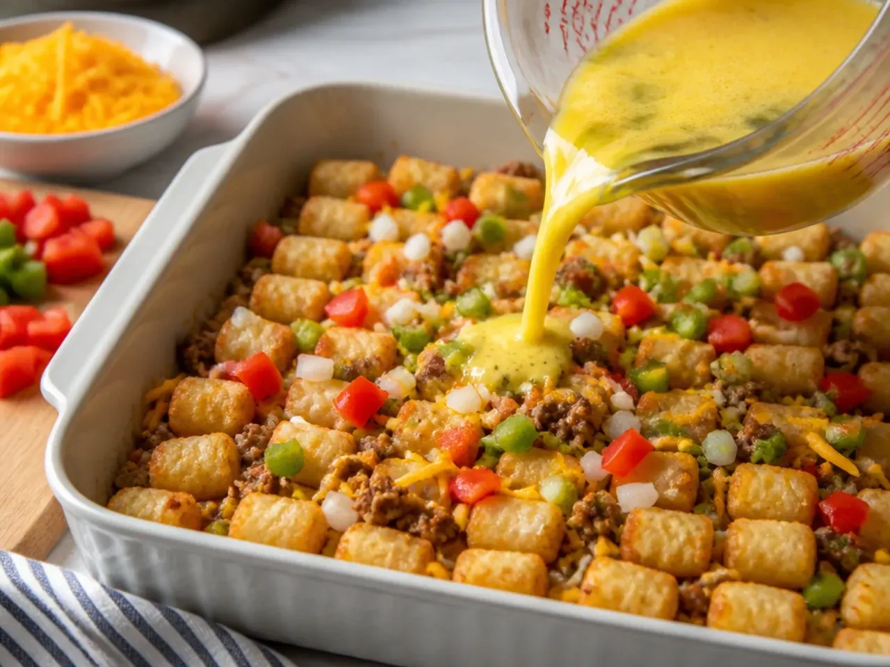 tater tot breakfast casserole recipe step 1