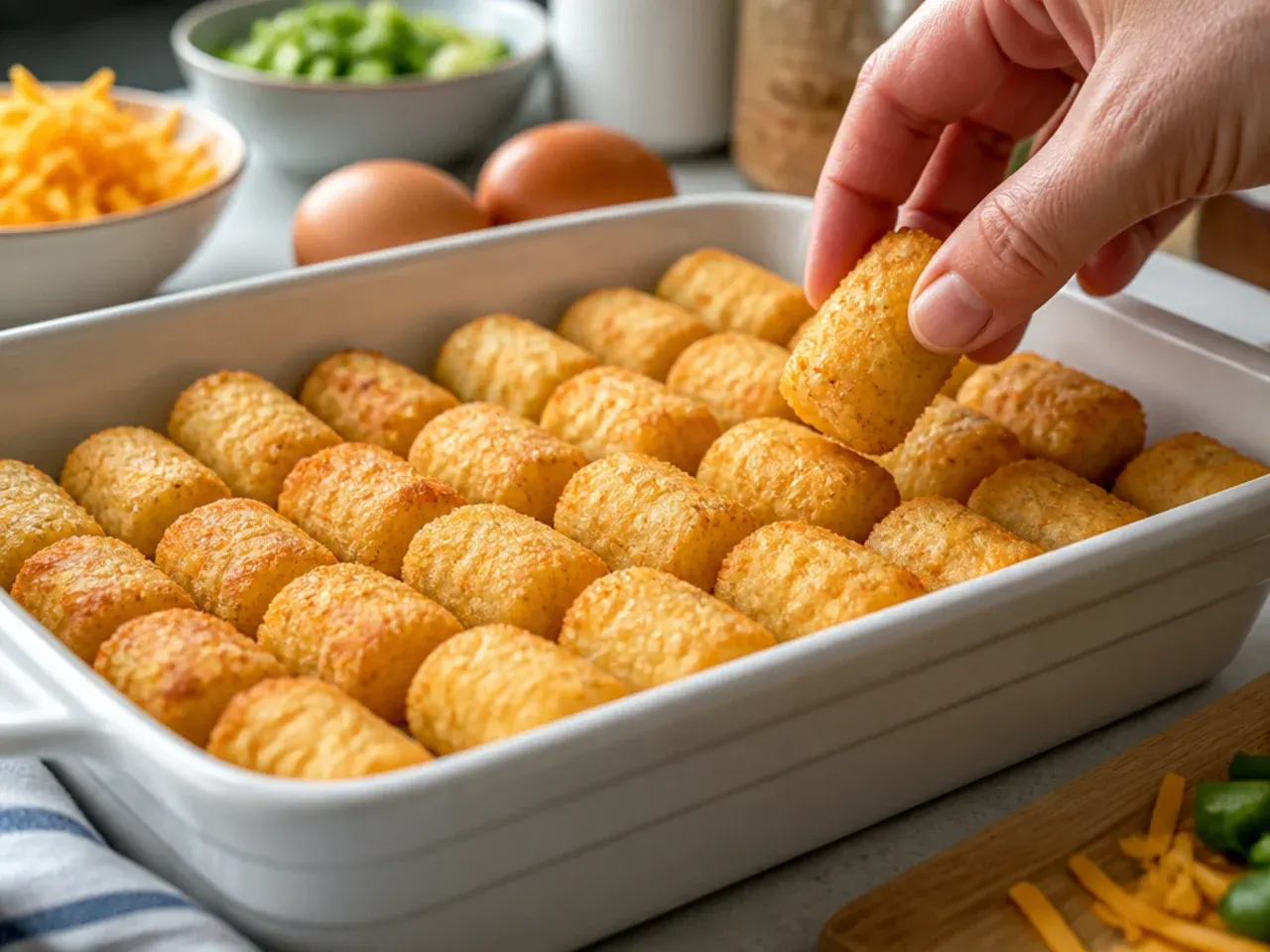 tater tot breakfast casserole recipe step 3