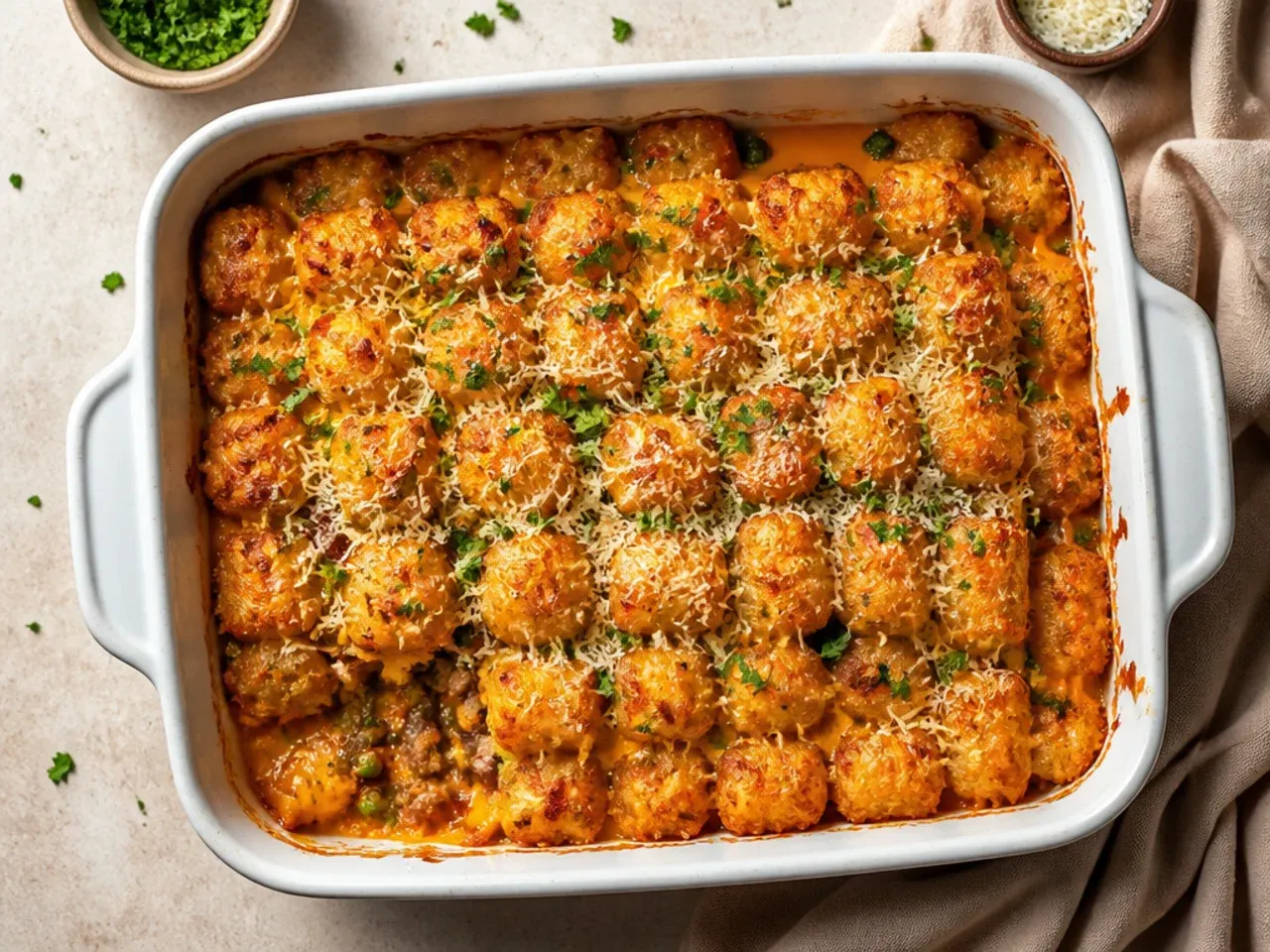 Gluten-free tater tot casserole made with certified gluten-free ingredients.