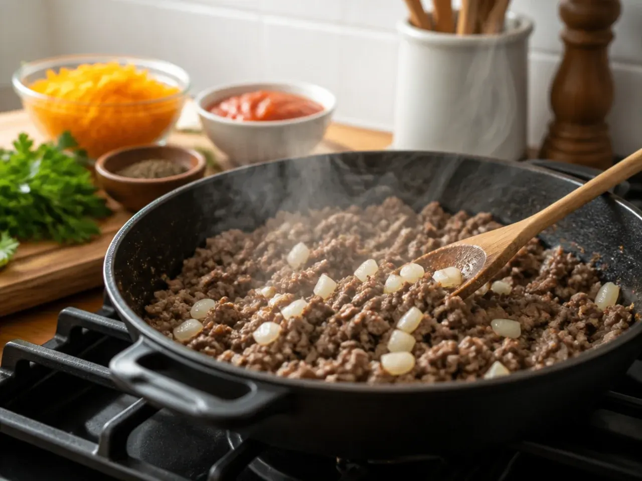 tater tot casserole with ground beef recipe step 1