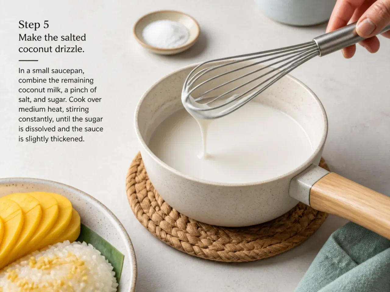 thai mango sticky rice — step 5: make the salted coconut drizzle