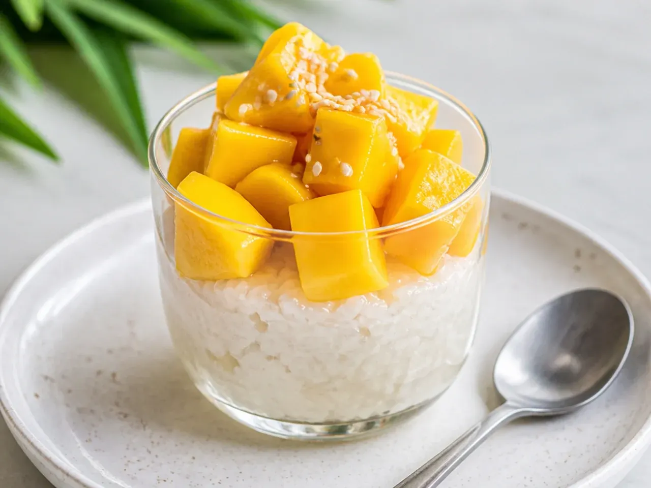 thai mango sticky rice — minimal two-ingredient-looking mango rice cups