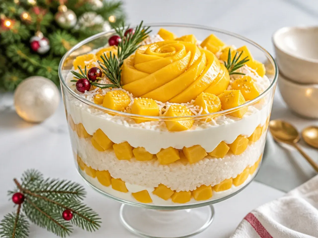 thai mango sticky rice — festive mango sticky rice christmas trifle