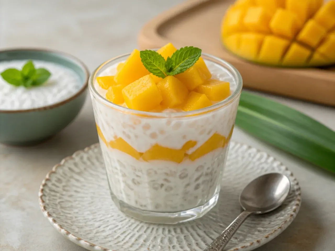 thai mango sticky rice — vintage mango sticky rice coconut pudding cups