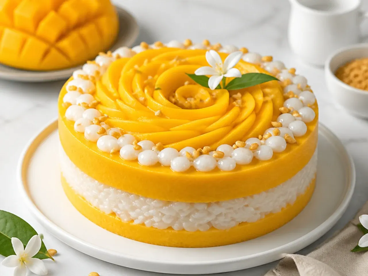 thai mango sticky rice — festive mango sticky rice layer cake