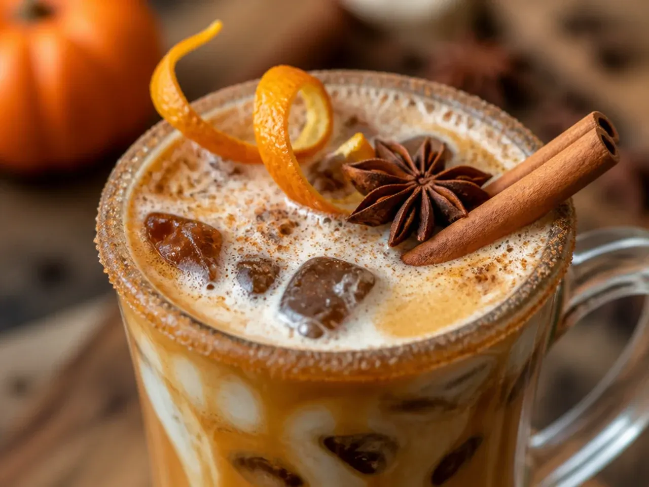 Spiced dirty chai latte in a glass mug with visible layers of chai foam and espresso