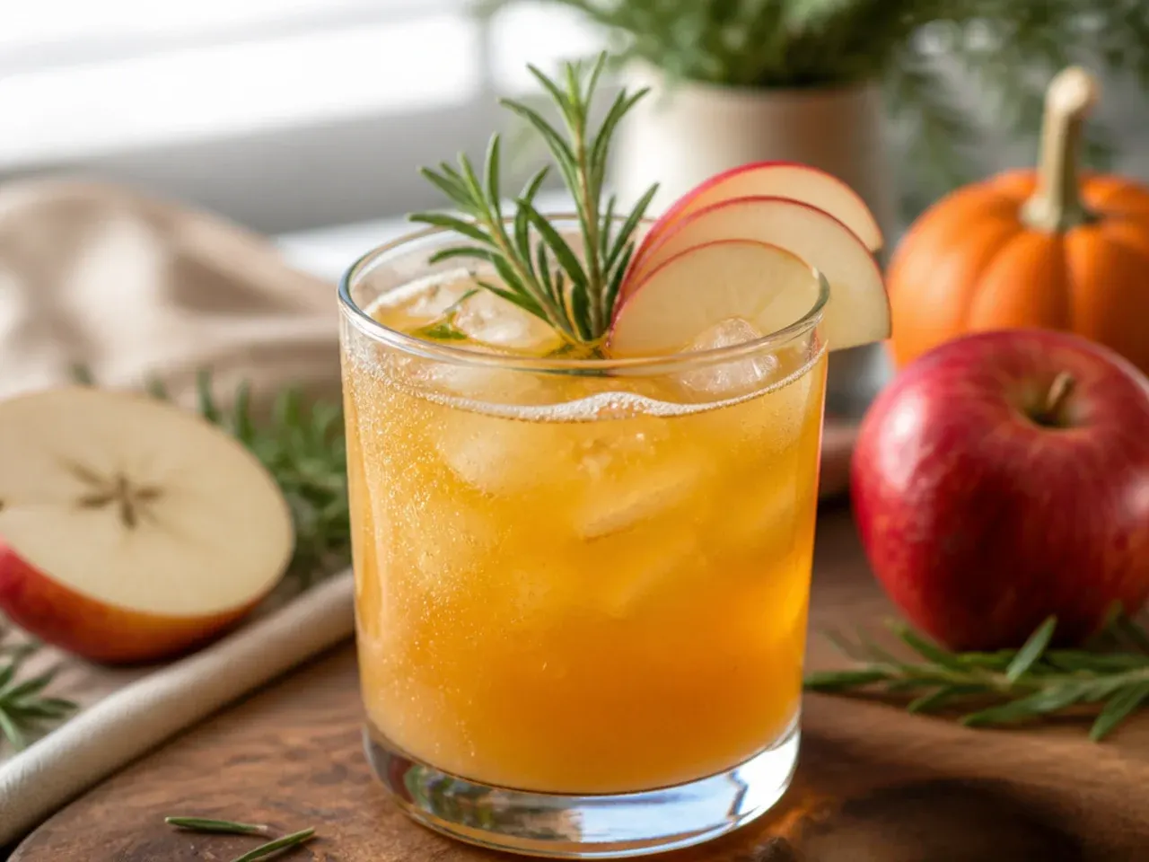 Thanksgiving drinks table styled with a punch bowl, garnish bowls and labelled drink cards