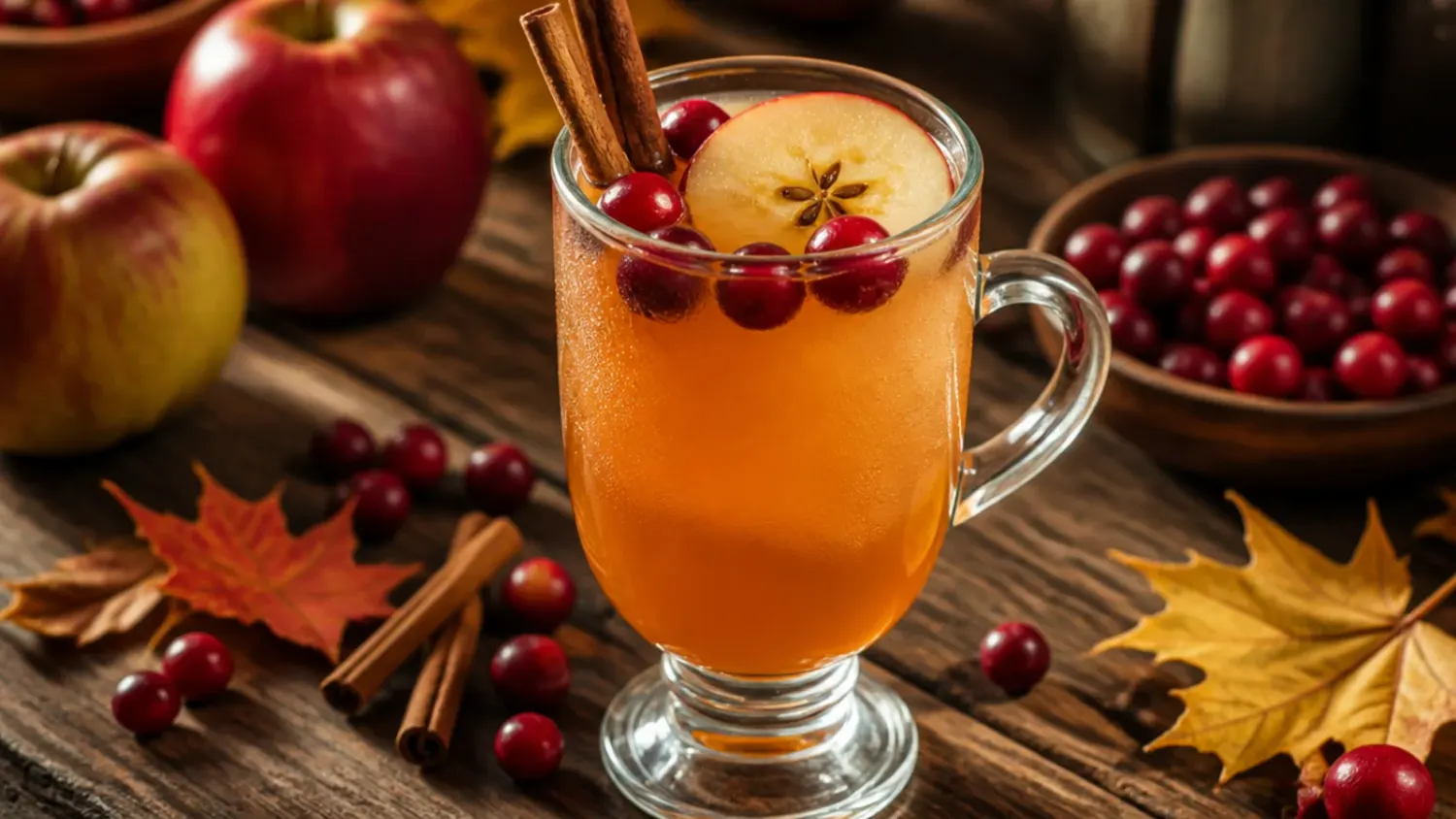A festive spread of thanksgiving mocktail drinks in various glasses with autumn garnishes
