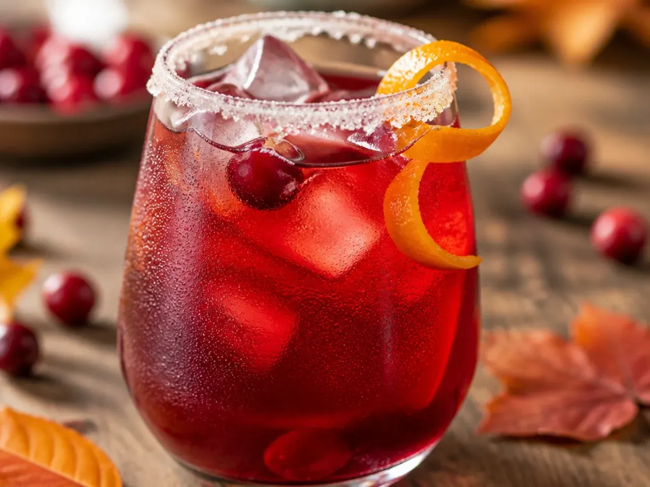Copycat cranberry orange fizz mocktail with an orange wheel garnish