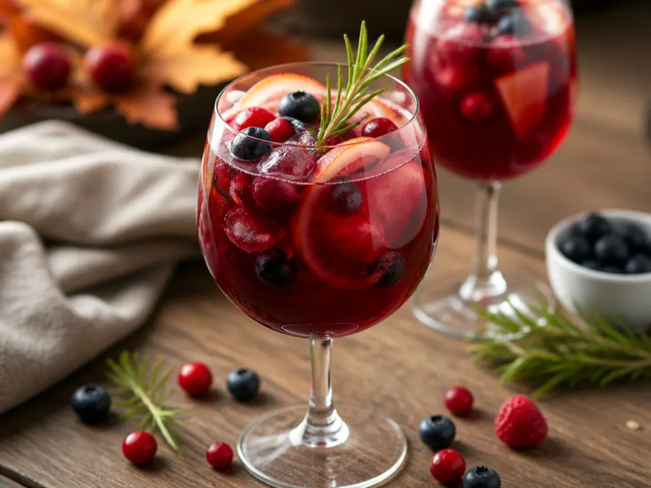 Copycat berry sangria mocktail with strawberries and blackberries in a glass
