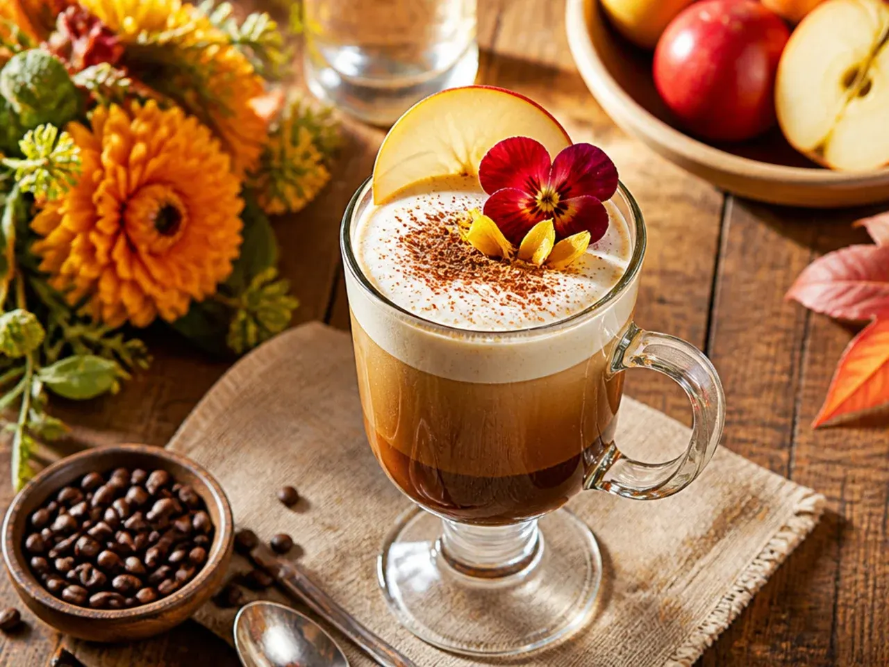 Bold espresso maple steamer with latte foam and a dusting of cinnamon on top