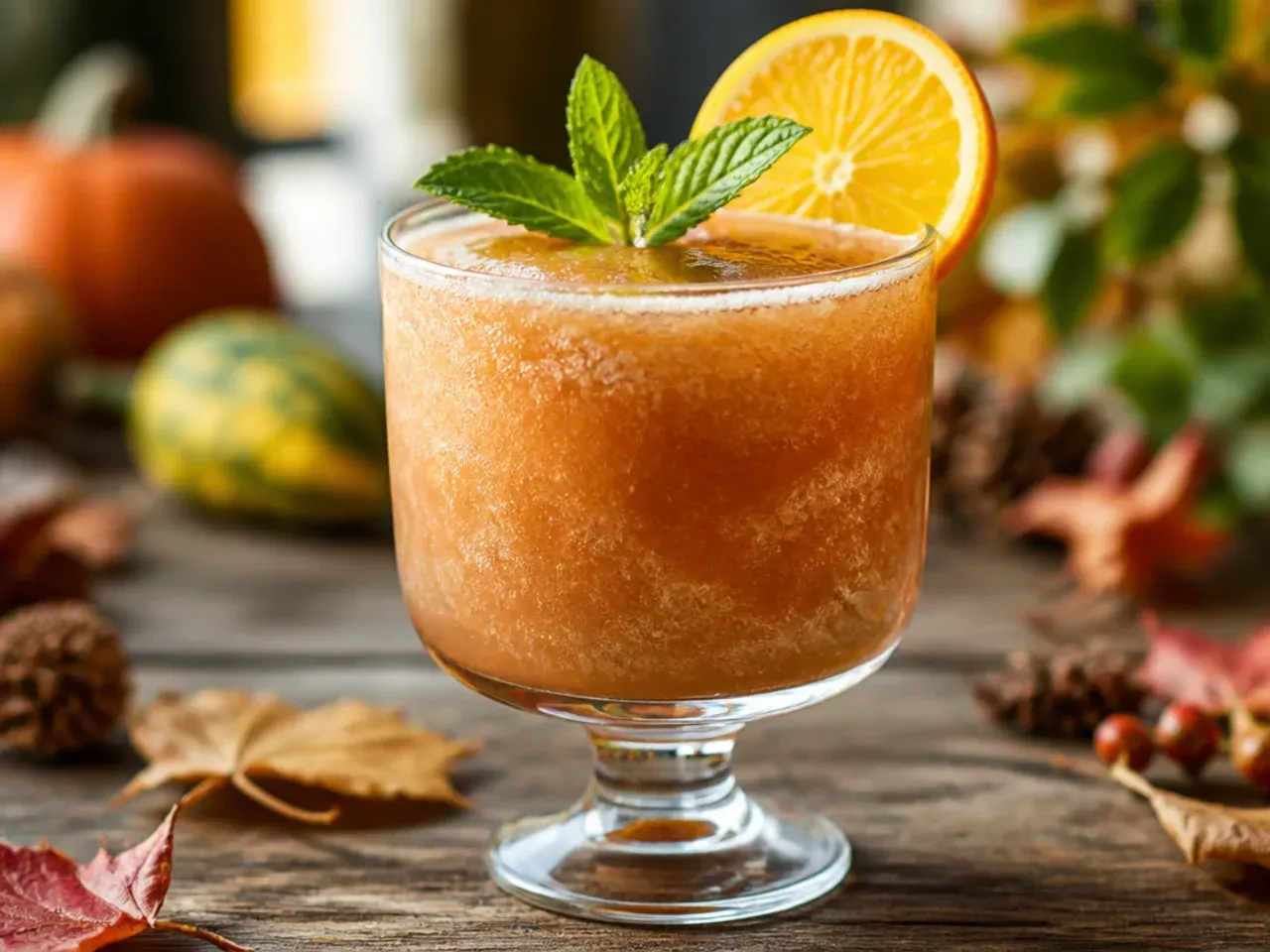 Slushy frozen cranberry thanksgiving punch in glasses with straws