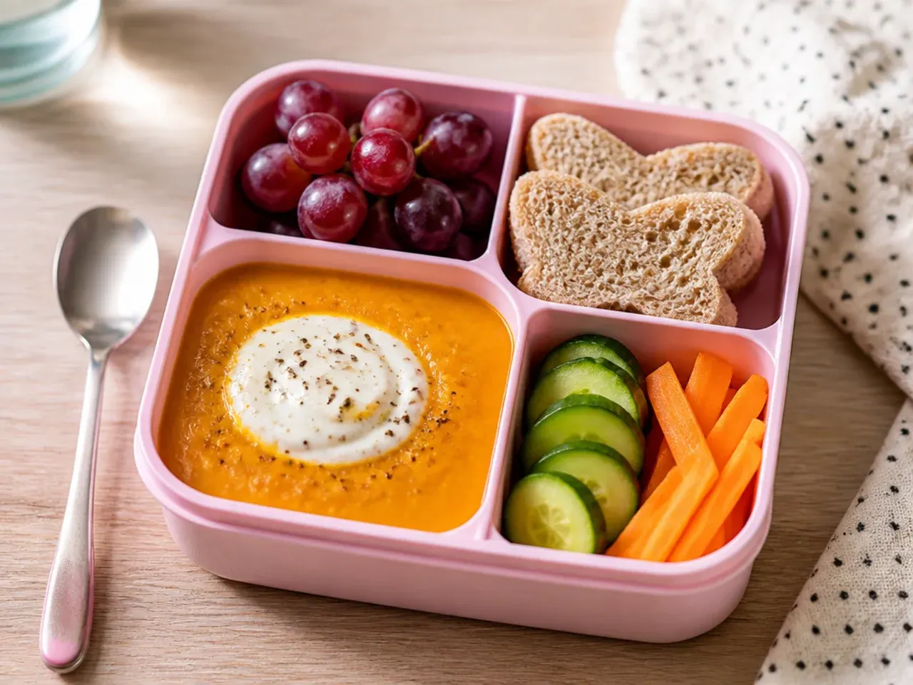 Frustrated first attempt at a toddler lunch box with a soggy untouched sandwich